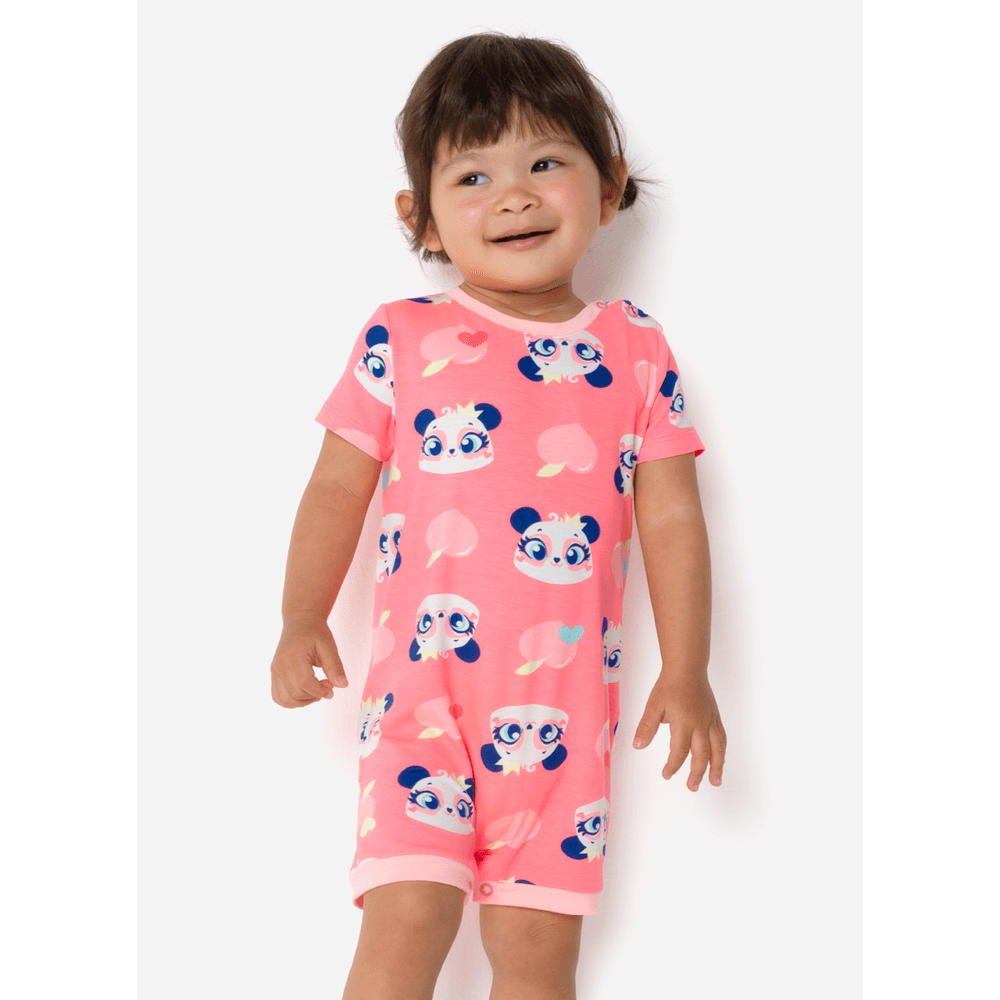 Macacão Manga Curta Viscolycra Bebê Menina Panda Romântico - 2