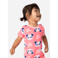 Macacão Manga Curta Viscolycra Bebê Menina Panda Romântico - 1