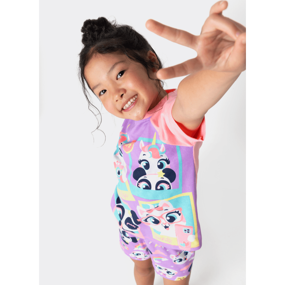 Pijama Manga Curta Viscolycra Menina Multibichos - 2