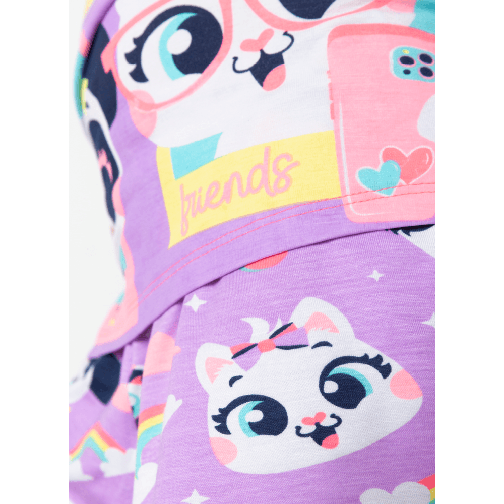 Pijama Manga Curta Viscolycra Menina Multibichos - 4