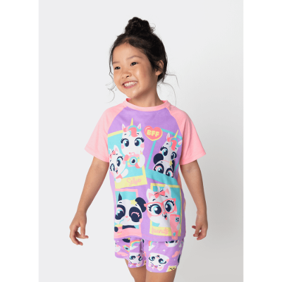 Pijama Manga Curta Viscolycra Menina Multibichos