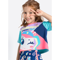 Pijama Manga Curta Viscolycra Menina Unicórnio Tênis - 2