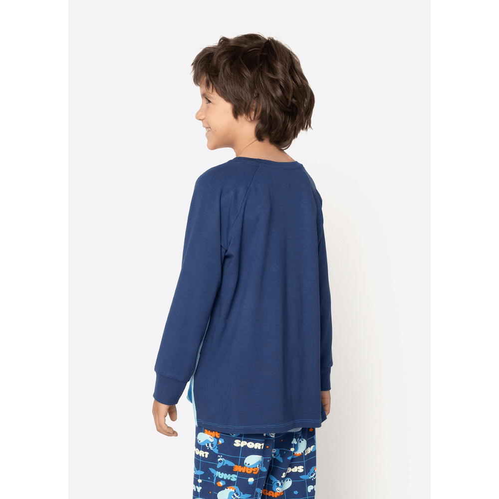 Pijama Manga Longa Viscolycra Menino Tubarão Futevôlei - 4
