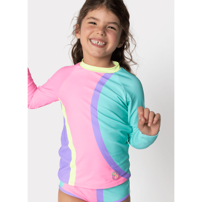 Camiseta Manga Longa com Proteção Solar Menina Colorfull
