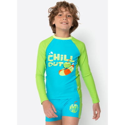 Camiseta Manga Longa com Proteção Solar Menino Teen Jacaré Relax