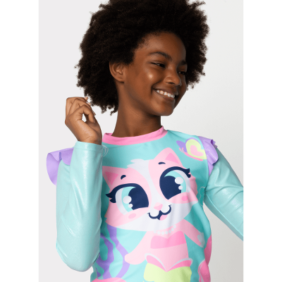 Conjunto Camiseta e Calcinha Menina Teen Gata Sereia