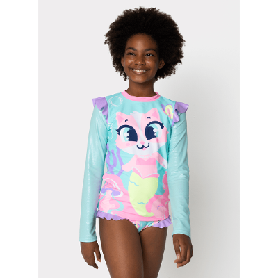 Conjunto Camiseta e Calcinha Menina Teen Gata Sereia