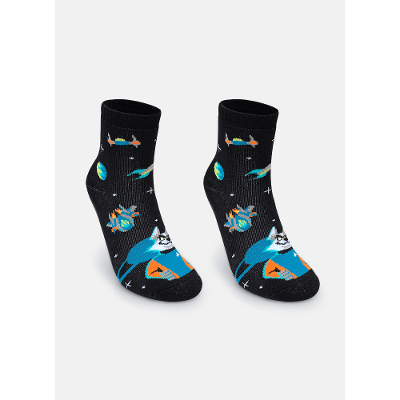 Meia Soquete com Sola Emborrachada Menino Lobo Space