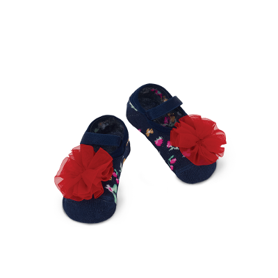Meia Sapatilha Antiderrapante Bebê RN Menina Flores
