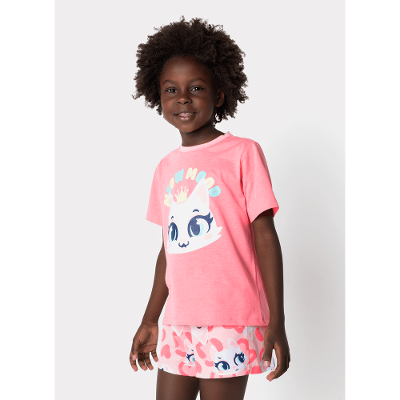 Pijama Manga Curta Menina Gata