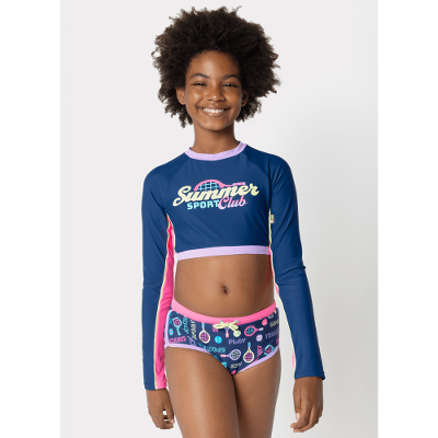 Conjunto Cropped e Calcinha Menina Teen Unicórnio Tênis
