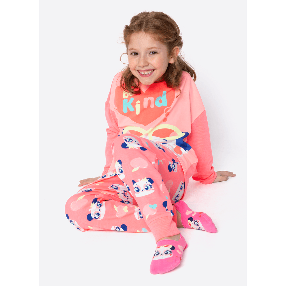 Pijama Manga Longa Viscolycra Menina Panda Romântico - 3