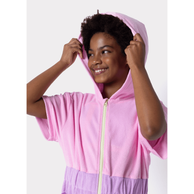 Saída de Praia Menina Teen Color Block Rosa