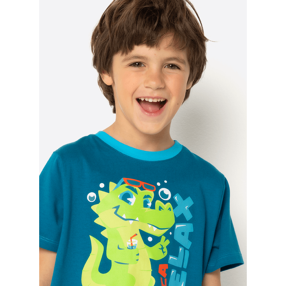 Pijama Manga Curta Algodão Menino Jacaré Relax - 2