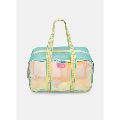 Bolsa Tela Color Block Verde Água