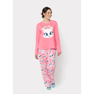 Pijama Manga Longa Feminino Gata