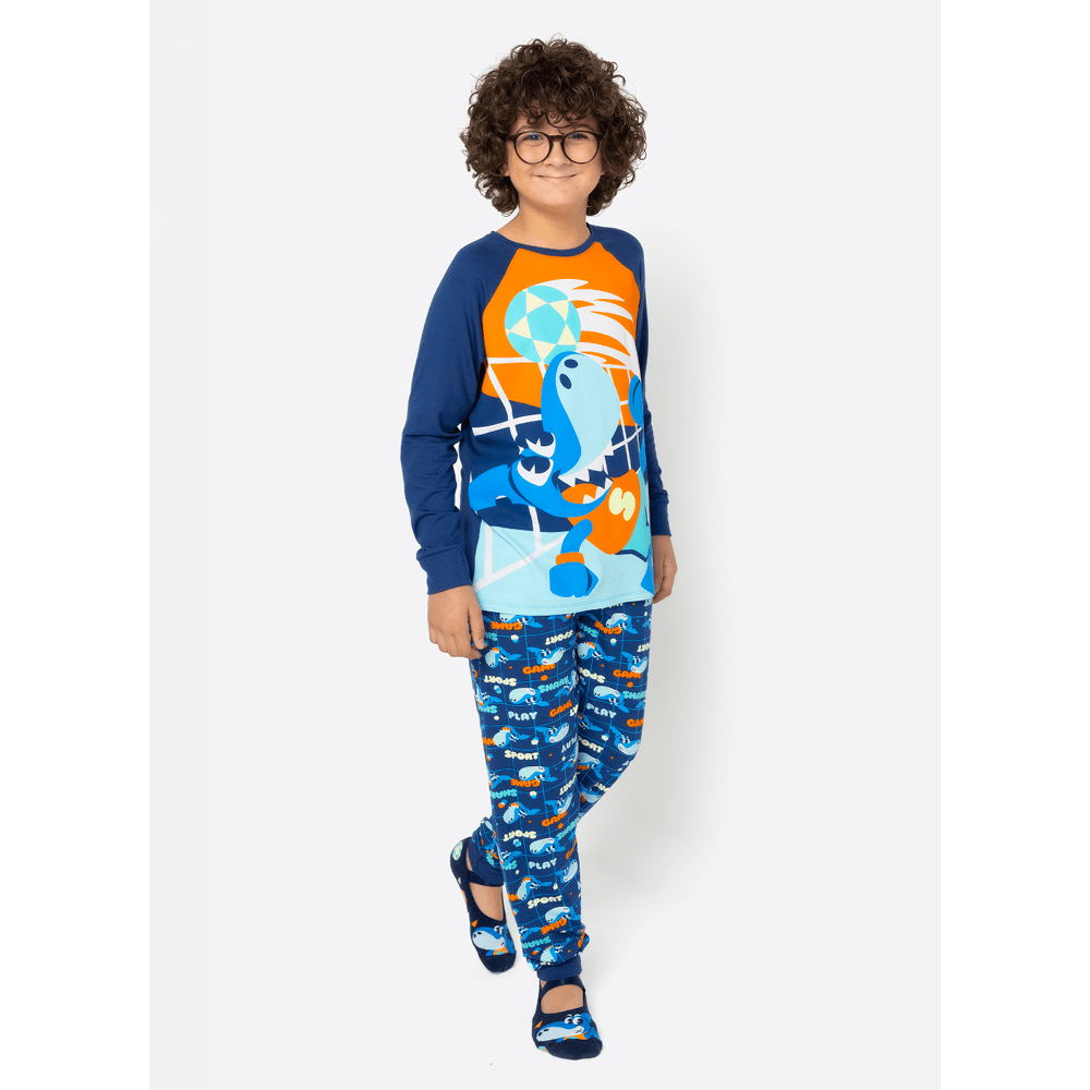 Pijama Manga Longa Viscolycra Menino Teen Tubarão Futevôlei - 1