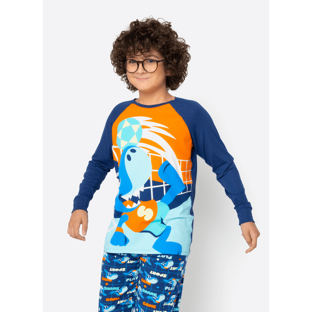 Pijama Manga Longa Viscolycra Menino Teen Tubarão Futevôlei - 2