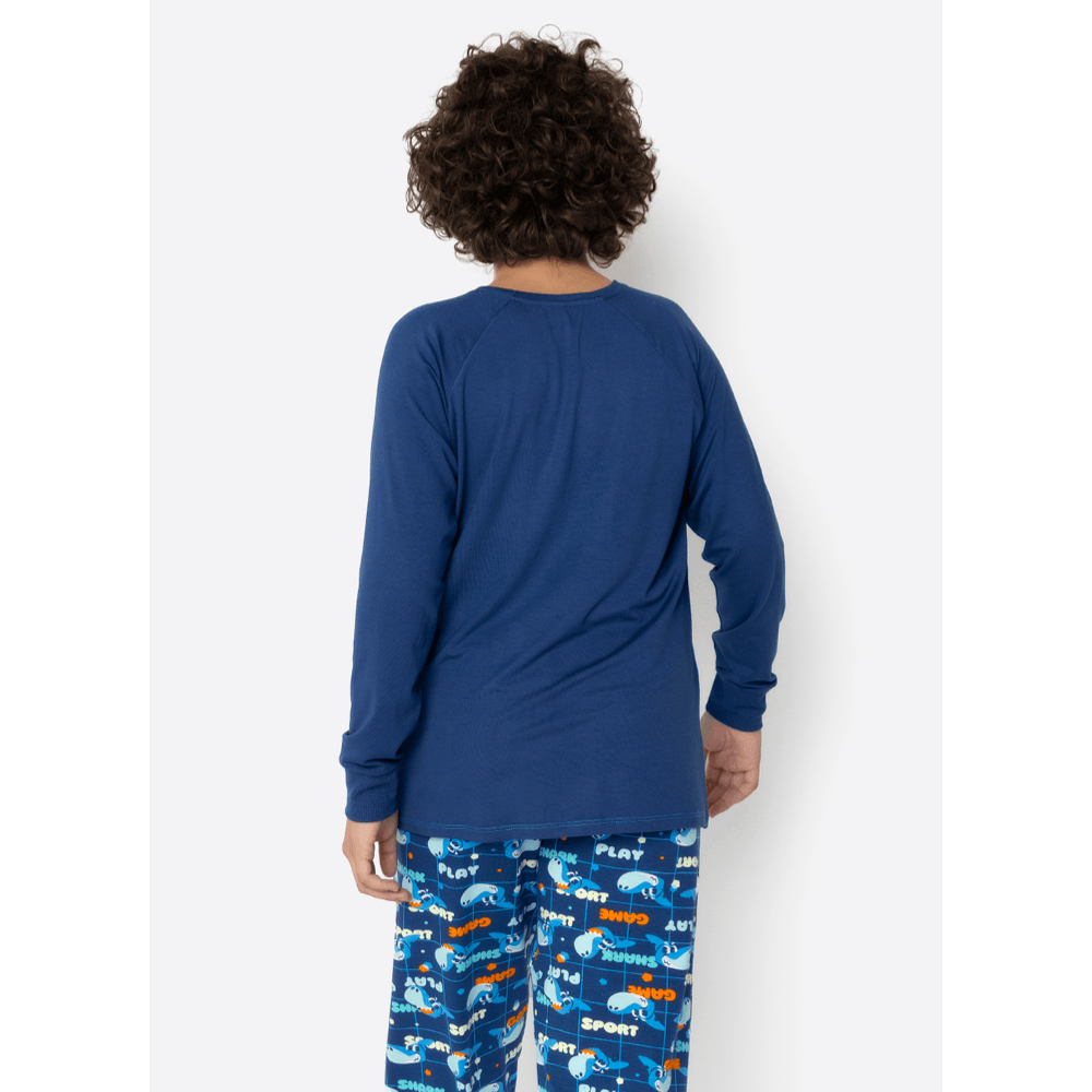 Pijama Manga Longa Viscolycra Menino Teen Tubarão Futevôlei - 3