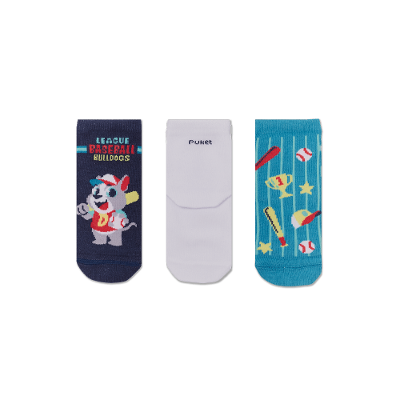 Kit com 3 Meias Cano Curto Bebê Menino Bulldog