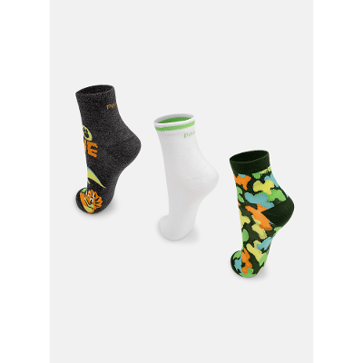 Kit com 3 meias Menino Teen Dino Trio