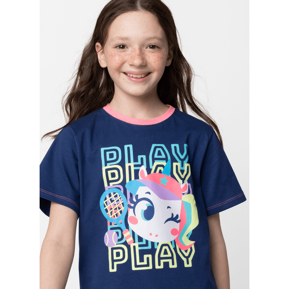 Pijama Manga Curta Algodão Menina Teen Unicórnio Tênis - 2