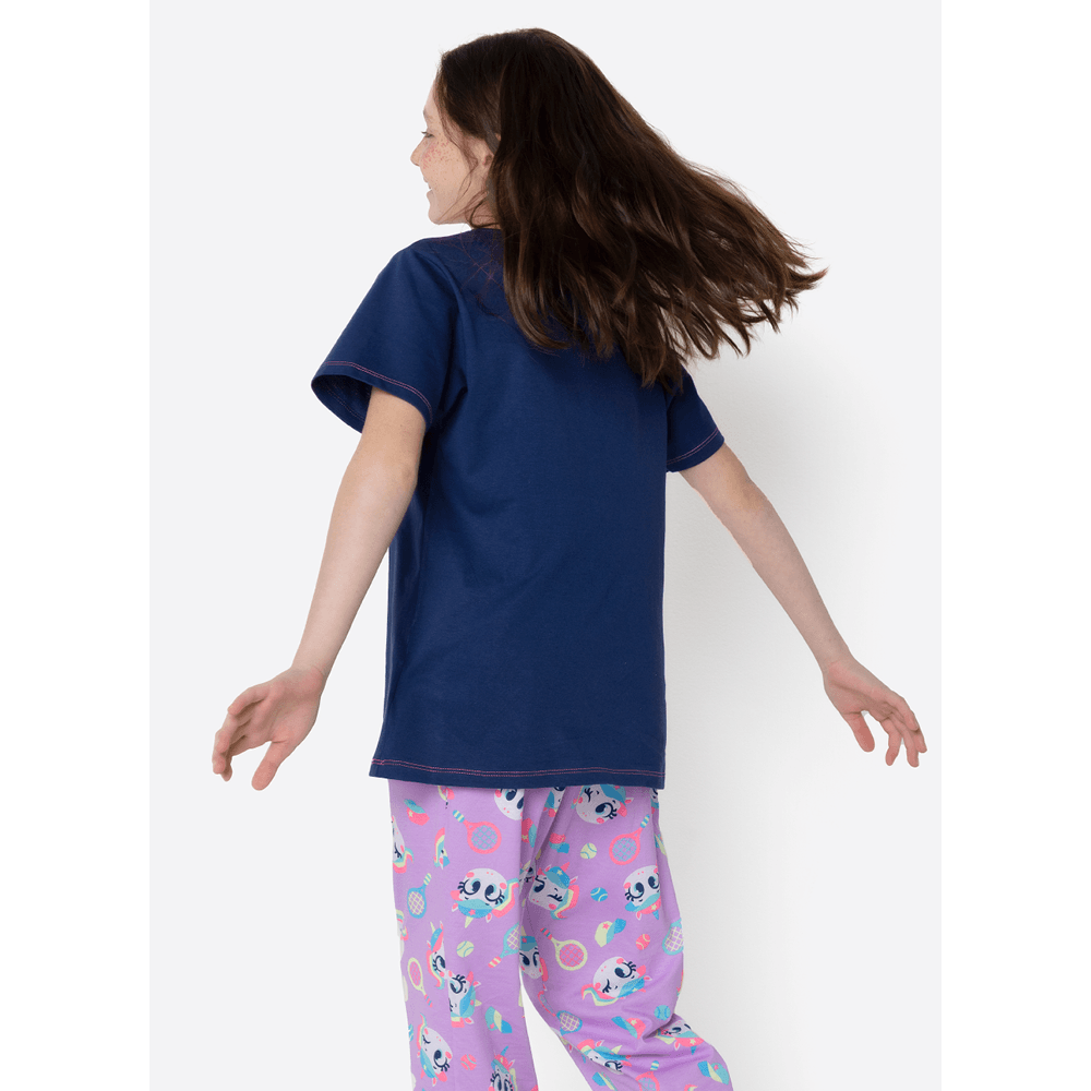 Pijama Manga Curta Algodão Menina Teen Unicórnio Tênis - 4