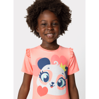 Camisola Manga Curta Menina Panda Romântico - 3