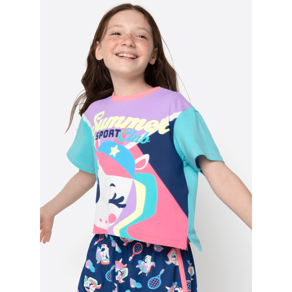Pijama Manga Curta Viscolycra Menina Teen Unicórnio Tênis - 2