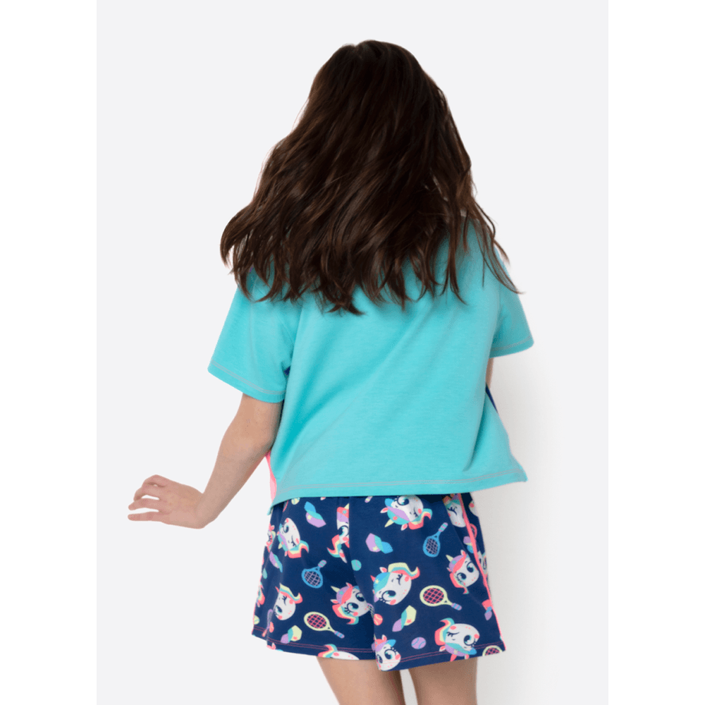 Pijama Manga Curta Viscolycra Menina Teen Unicórnio Tênis - 3