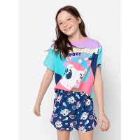 Pijama Manga Curta Viscolycra Menina Teen Unicórnio Tênis - 1