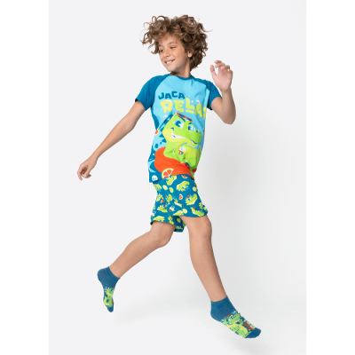 Pijama Manga Curta Viscolycra Menino Teen Jacaré Relax