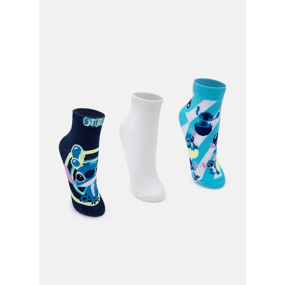 Kit com 3 Meias Cano Curto Unissex Adulto Stitch - 2