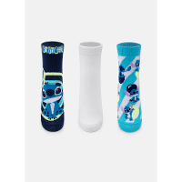 Kit com 3 Meias Cano Curto Unissex Adulto Stitch - 1