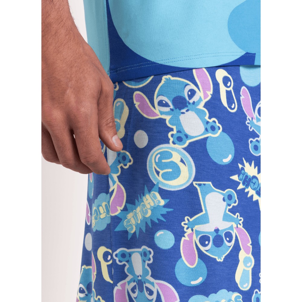 Pijama Manga Curta Viscolycra Masculino Stitch - 2
