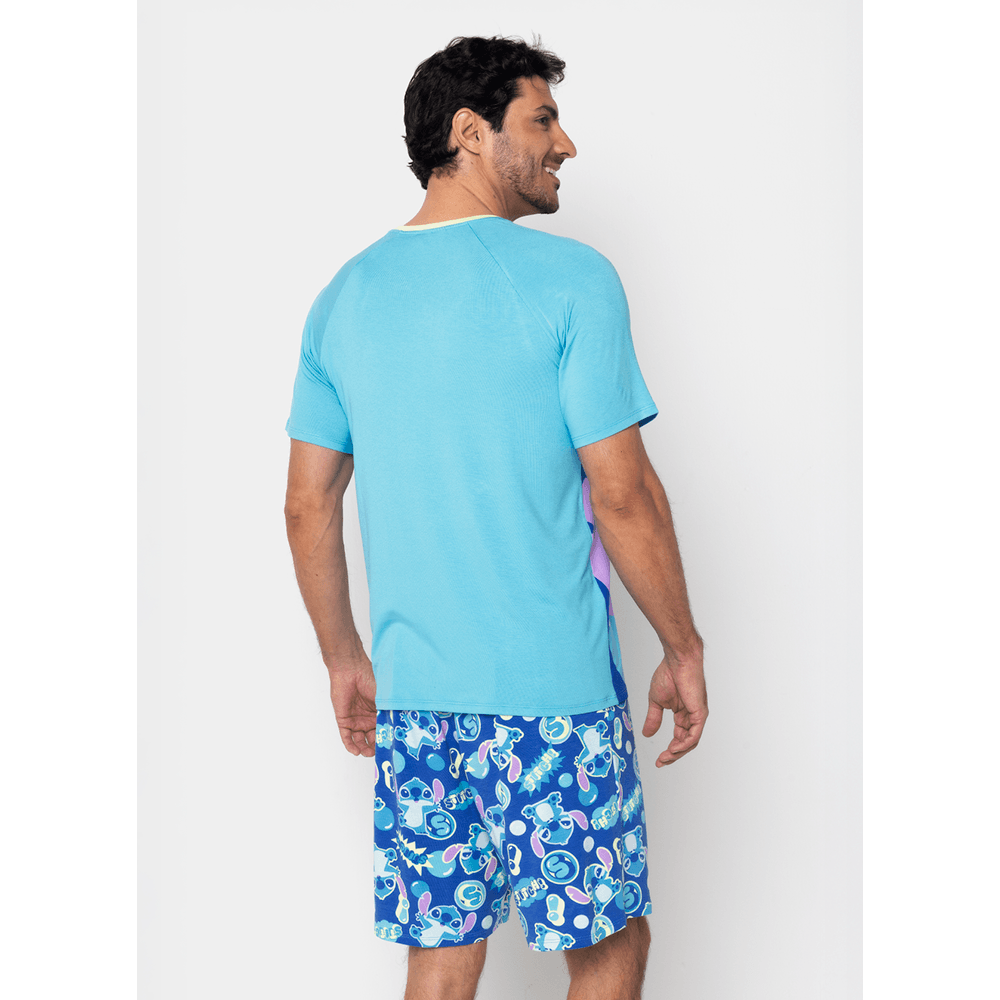 Pijama Manga Curta Viscolycra Masculino Stitch - 3