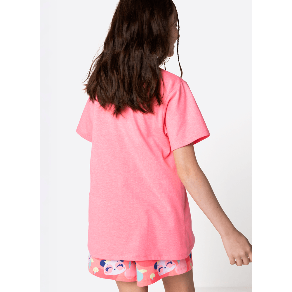 Pijama Manga Curta Algodão Menina Teen Panda Romântico - 3