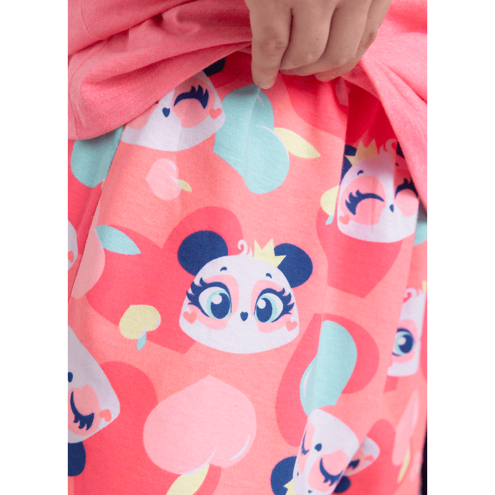 Pijama Manga Curta Algodão Menina Teen Panda Romântico - 4