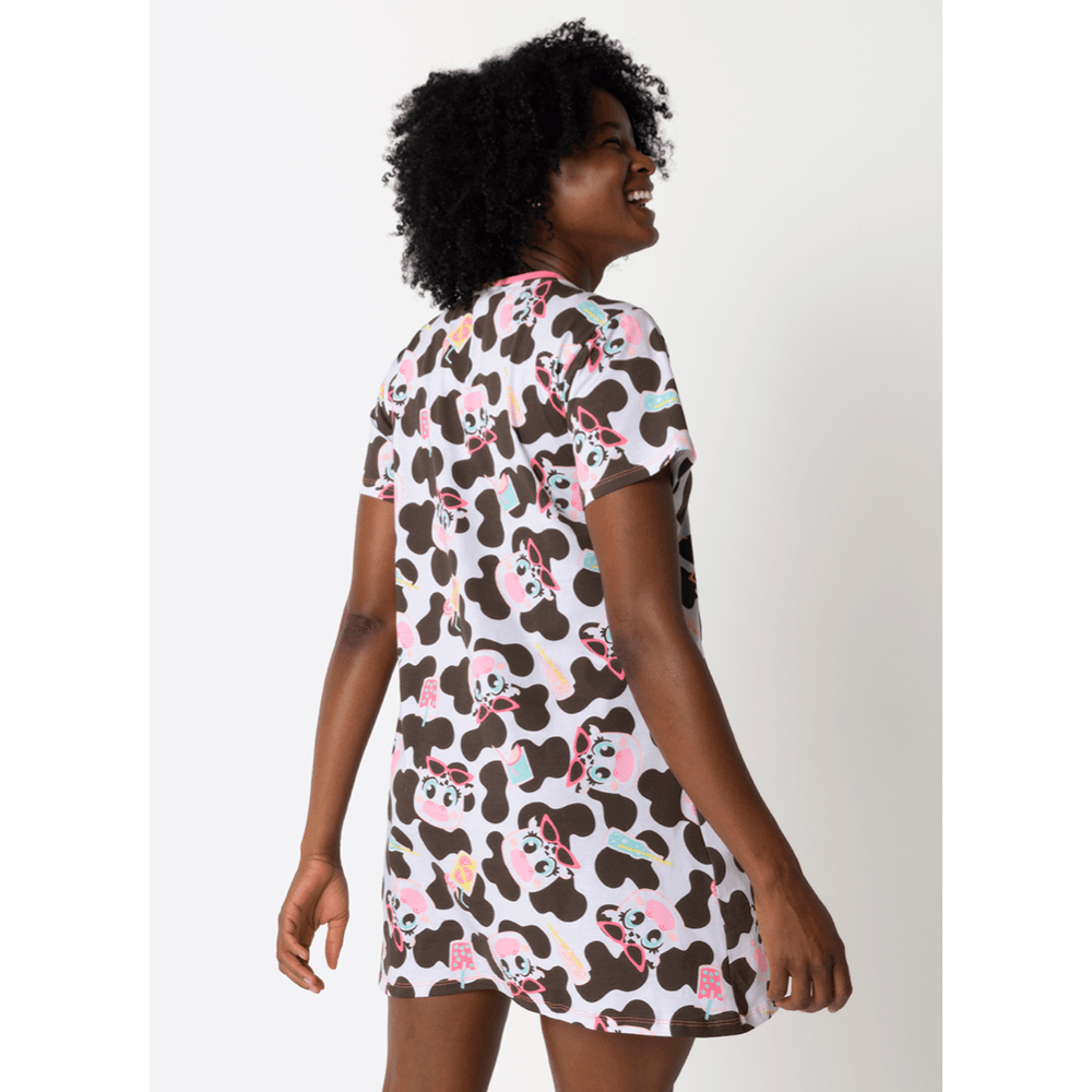 Camisola Manga Curta Algodão Feminina Vaca Summer - 3