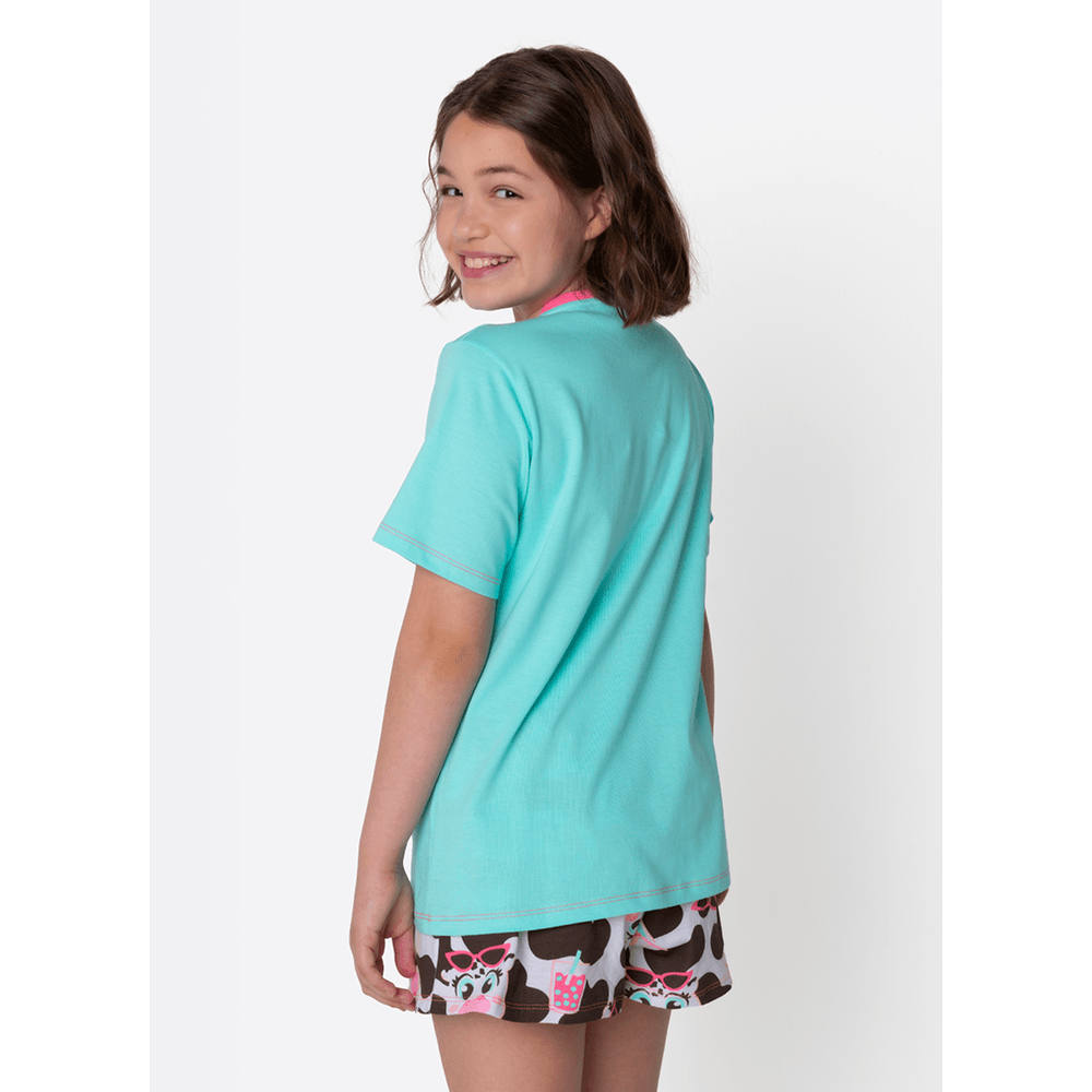 Pijama Manga Curta Algodão Menina Teen Vaca Summer - 3