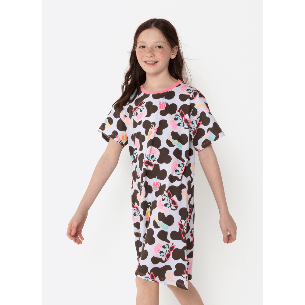 Camisola Manga Curta Algodão Menina Teen Vaca Summer - 3