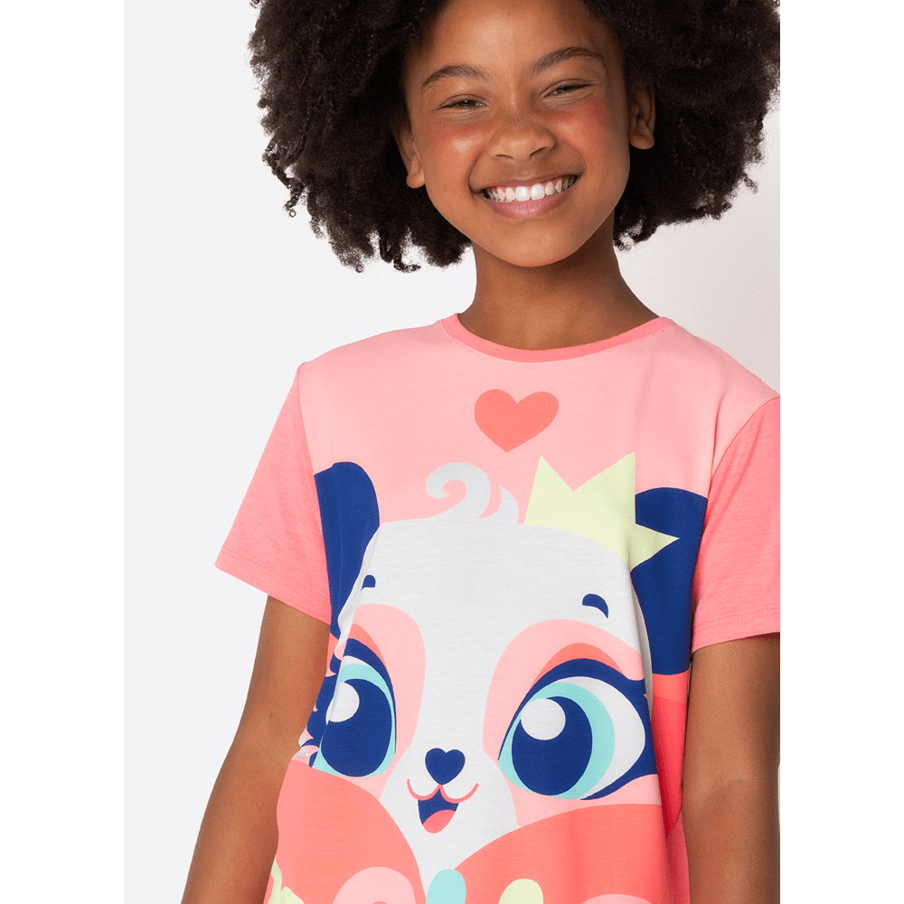 Pijama Manga Curta Viscolycra Menina Teen Panda Romântico - 2
