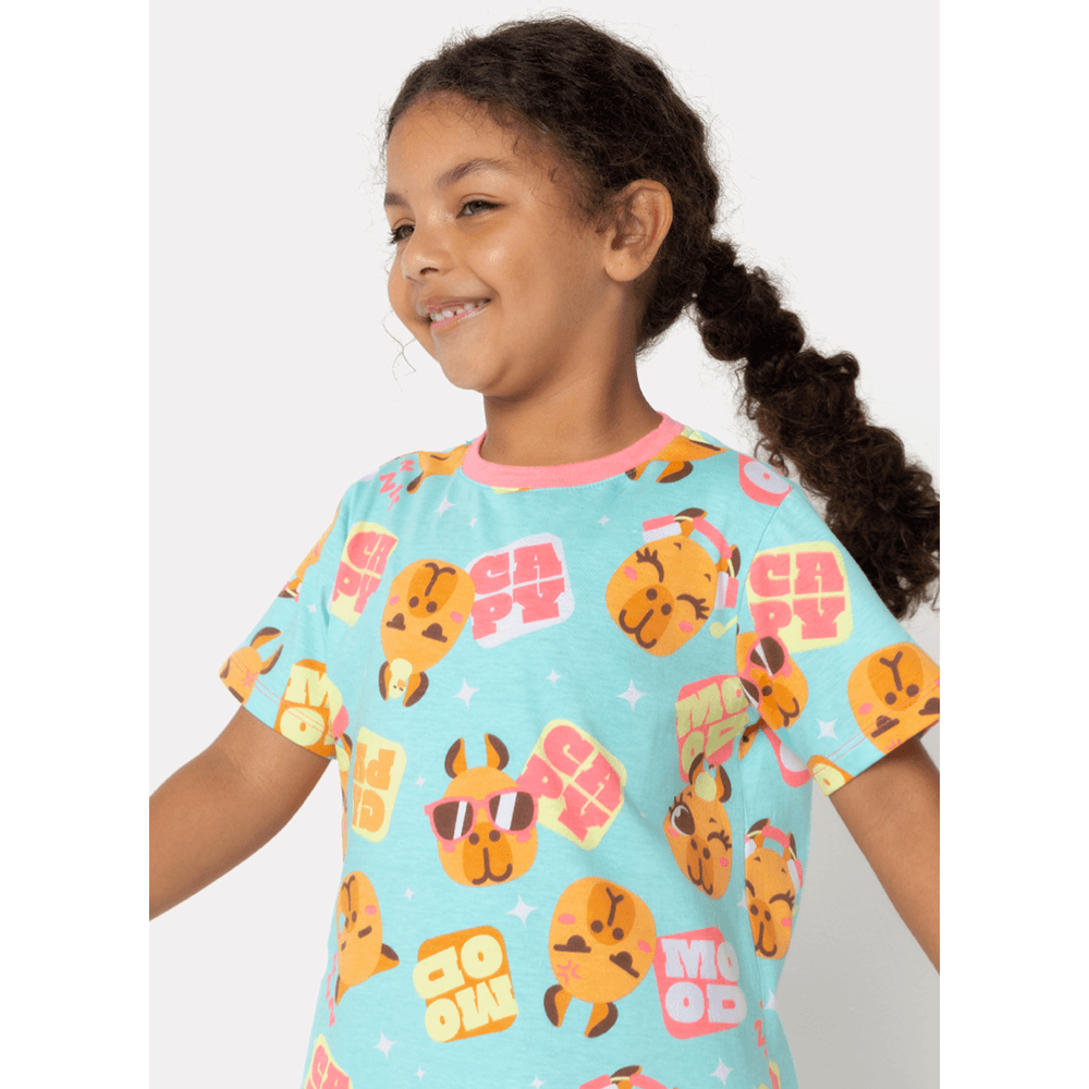 Camisola Manga Curta Algodão Menina Capy Bora - 2