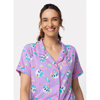 Pijama Manga Curta Viscose Feminino Unicórnio Tênis - 2