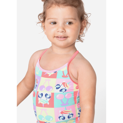 Maiô com Proteção Solar Bebê Menina Unicórnio Cherry