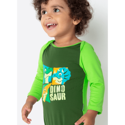 Macacão Manga Longa com Proteção Solar Bebê Menino Dino Trio