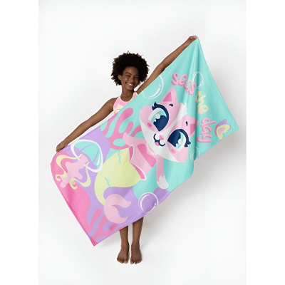 Toalha de Praia Menina Gata Sereia