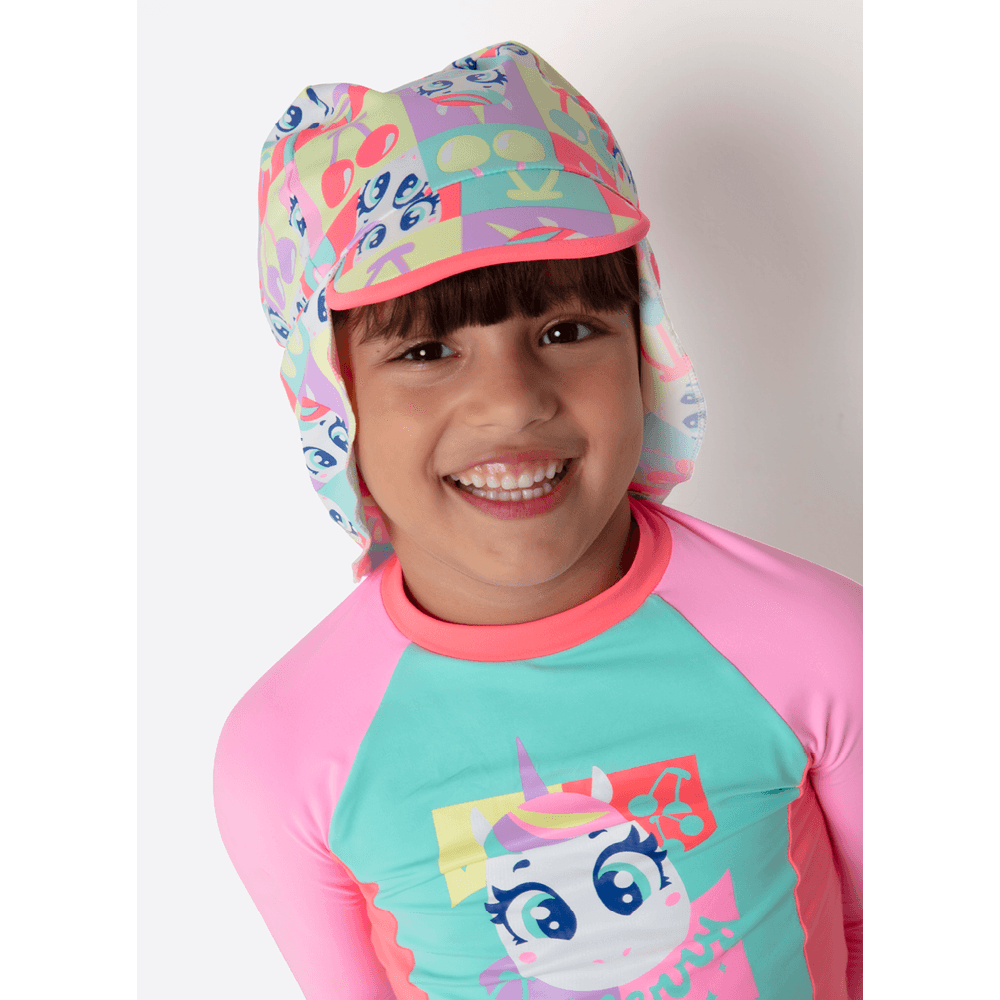 Chapéu com Proteção Solar Menina Unicórnio Cherry - 2