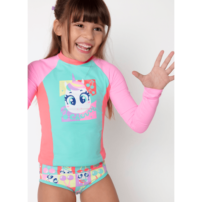 Camiseta Manga Longa Menina Unicórnio Cherry