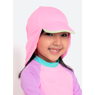 Chapéu Com Proteção Solar Menina Color Block Rosa
